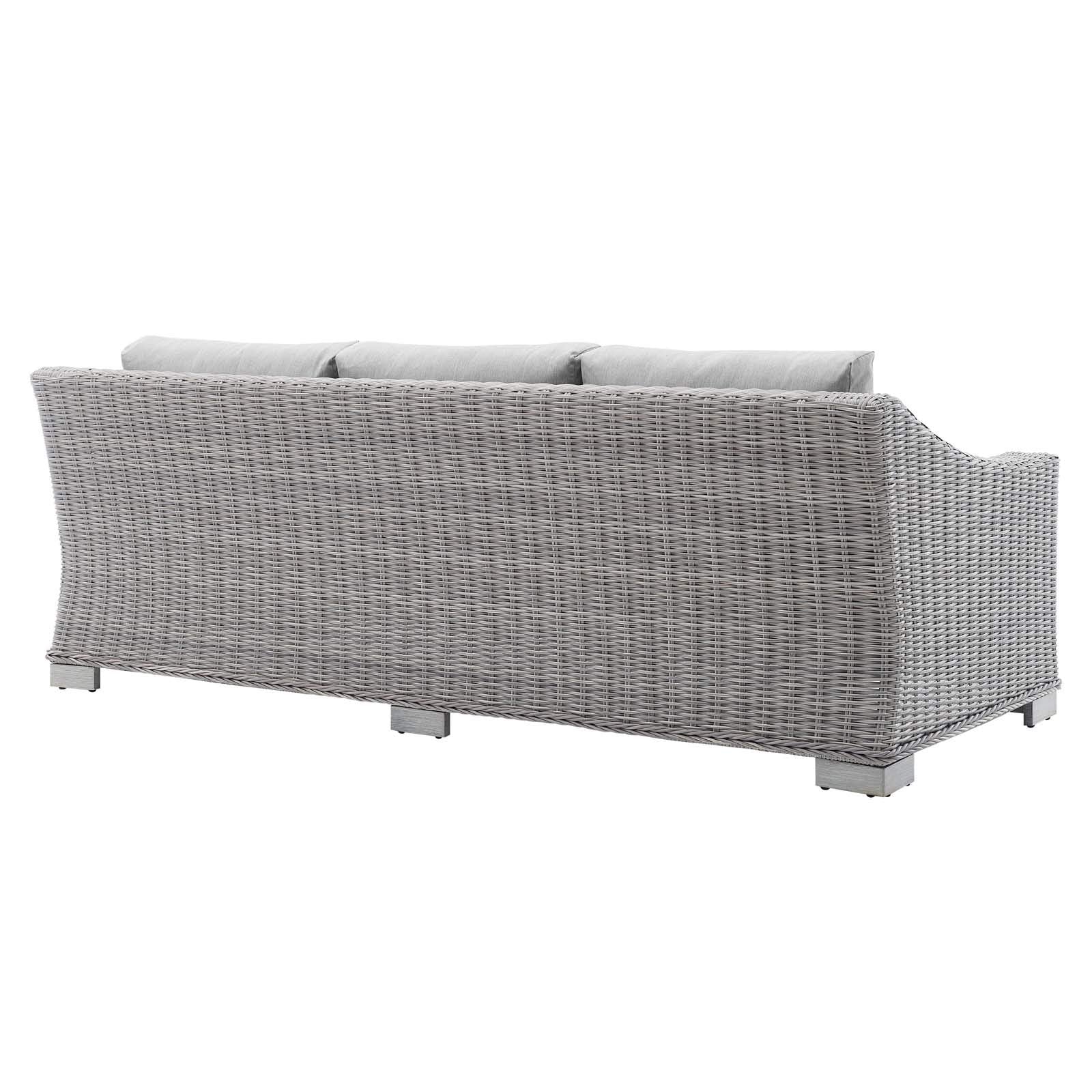 Modway Conway Sunbrella Outdoor Patio Wicker Rattan, Sofa, Light Gray Gray