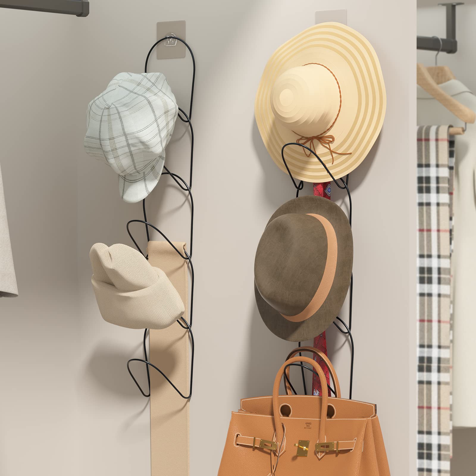 Linfidite 10 Pack Hat Rack Hanger Holder Organizer Closet Hanging Baseball Cap Display Storage Rack For Scarves Handbags Towels