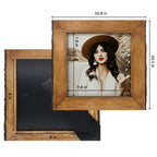 Ikeree 8X8 Picture Frames With Bark Edges, Rustic Wood Photo Frame For Tabletop Or Wall Display, Natural Brown