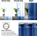 Hiasan Sheer Curtains For Bedroom With Tiebacks, Grommet Light Filtering Extra Wide Voile Texture Window Curtains For Living Room, Kids' Room And Nursery, Navy Blue, W70 X L84, 2 Soft Drape Panels