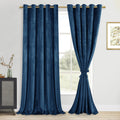 DWCN Velvet Curtains Extra Wide - Elegant Navy Blue Bundleable Heavy Duty Thermal Insulated Noise Absorb Grommet Window Panels f