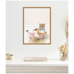 Sylvie Tiger in Cottage Pink Bath Framed Canvas by Amy Peterson