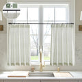 LIMON HOME Sage Green Kitchen Curtains for Half Window,24 inch Length Striped Pinch Pleat Cafe Curtain,Bathroom Window Curtains 