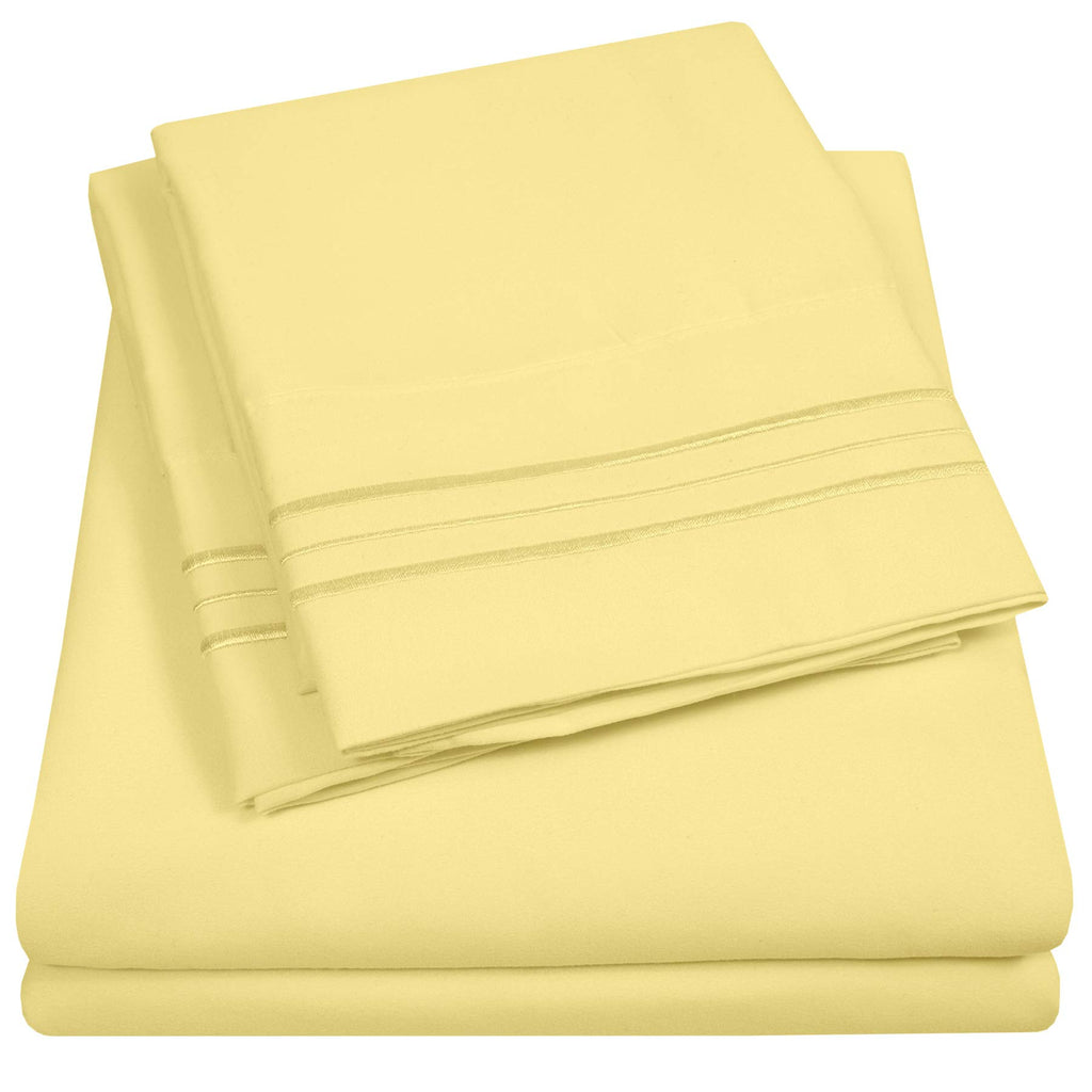 1500 Supreme Collection Queen Sheet Sets Pale Yellow - Luxury Hotel Bed Sheets And Pillowcase Set For Queen Mattress - Extra Sof