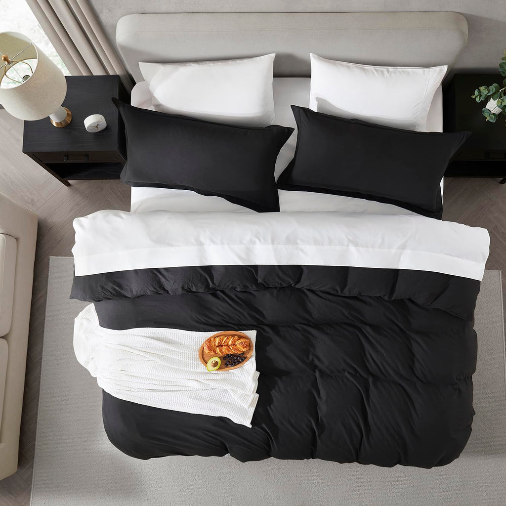 Nestl Black Duvet Cover King Size - Soft Prewashed King Duvet Cover Set, 3 Piece, With Zipper Closure, 1 Duvet Cover 104X90 Inches And 2 Pillow Shams
