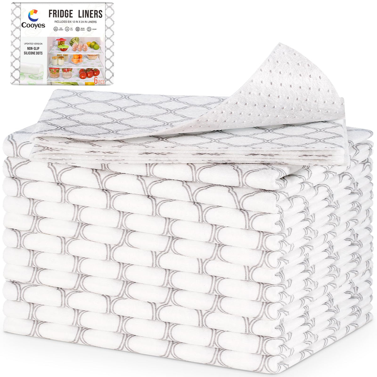 Cooyes Felt Shelf Liners for Drawer & Kitchen Cabinet, 12 Pack, 12    24 , Non Slip Fridge Liners Machine Washable, Breathable R