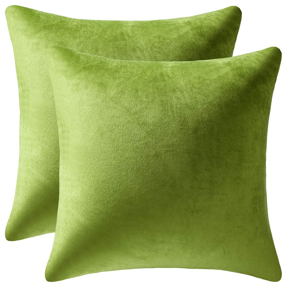 Dezene Couch Pillow Cases 24X24 Chartreuse: 2 Pack Cozy Soft Velvet Square Throw Pillow Covers For Farmhouse Home Decor