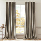 Lazzzy Tan Velvet Curtains Room Darkening Thermal Insulated Curtains 108 Inch Length Soundproof Noise Reducing Drapes For Bedroom Living Privacy Home Decor Rod Pocket, 2 Panels