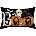 Baccessor Halloween Pillow Cover 12x20 Inch, Black Boo Ghost Spooky Lumbar Pillow Case Halloween Decor for Cushion Sofa Couch In