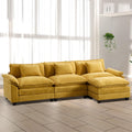 OQQOEE Sectional Sofa, Modular Cloud Couch with Ottoman, Deep Seat Sleeper Sofas with Throw Pillows, Comfy Chenille Loveseat Sof