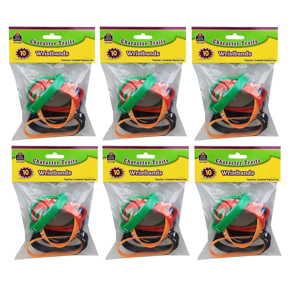 Teacher Created Resources Tcr6569-6 Character Traits Wristband, Assorted, 10 Per Pack, 6 Packs