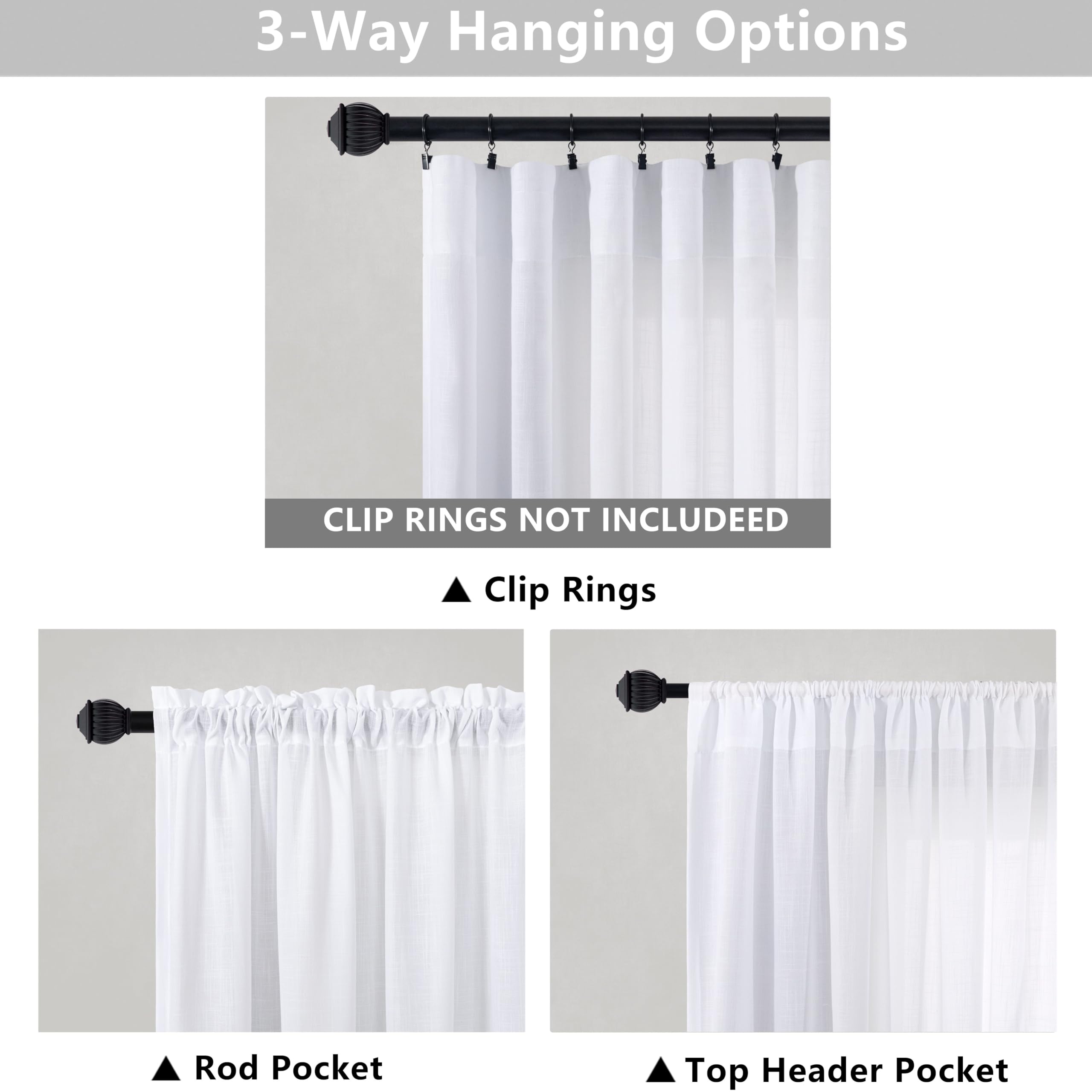 Mrs.Naturall Farm House Curtains 5 Ft Wide By 84 Inches Long For Bedroom Fabric Sheer Linen Large Drape Lightweight Extra Wide Curtain For Living Room Farmhouse 2 Panels Rod Pocket 60X84 Length White