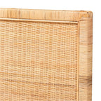 Baxton Studio Adelyn Rattan & Wood Queen Size Headboard in Brown