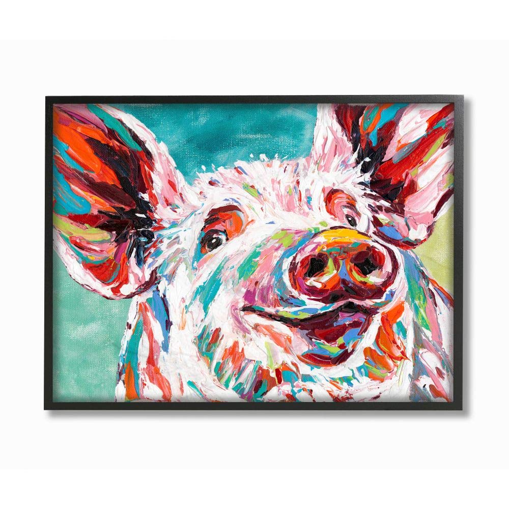 Stupell Industries Brightly Painted Pig Framed Wall Art, Multi-Color