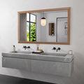 Amorho Bathroom Mirror, 60x36 Inch Wall Mirror, Walnut Wood Grain Metal Framed, Anti-Rust, Hang Horizontally/Vertically, Suitabl