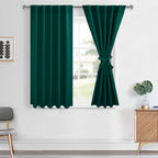 Hiasan Christmas Blackout Curtains 45 inch Long, Light Blocking Thermal Insulated Rod Pocket & Back Tab Emerald Green Drapes Sew
