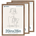TENIBYC 20x28 Walnut Poster Frame 3 Pack - Natural Brown, Solid Wood Picture Frame, Wall Gallery Frame