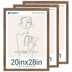 TENIBYC 20x28 Walnut Poster Frame 3 Pack - Natural Brown, Solid Wood Picture Frame, Wall Gallery Frame
