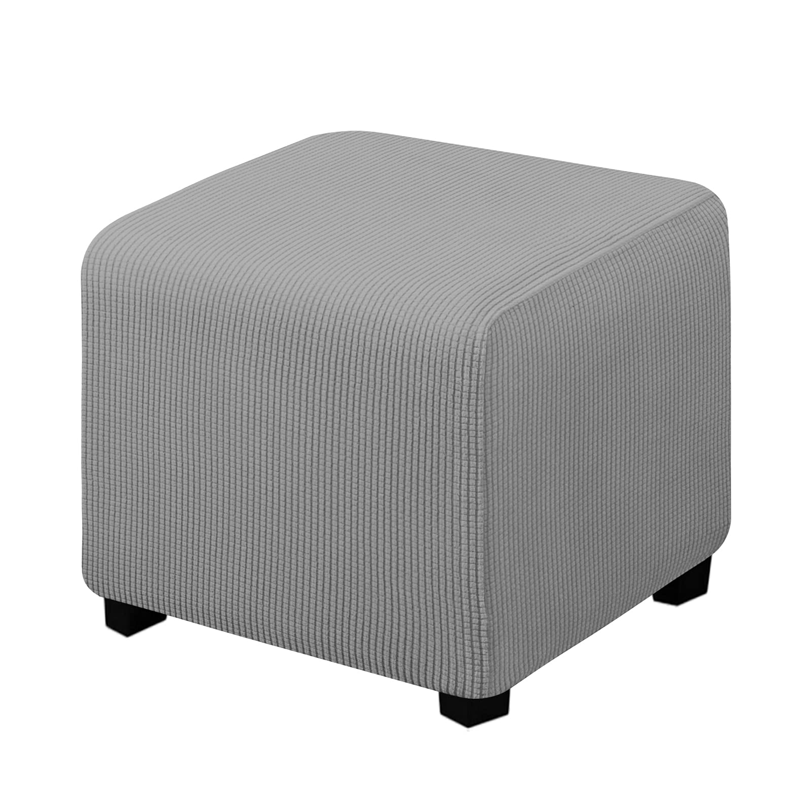 Easy-Going Stretch Ottoman Cover Folding Storage Stool Furniture Protector Soft Rectangle Slipcover With Elastic Bottom (X-Small,Light Gray)