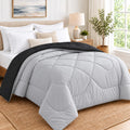 Sky Beddings Reversible Comforter For King Bed  Light Grey/Black