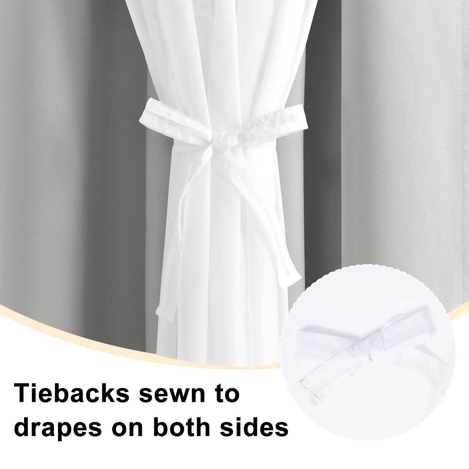 Hiasan Blackout Curtains With White Sheer Overlay, Mix & Match Double Layer Thermal Insulated Room Darkening Curtains For Bedroo