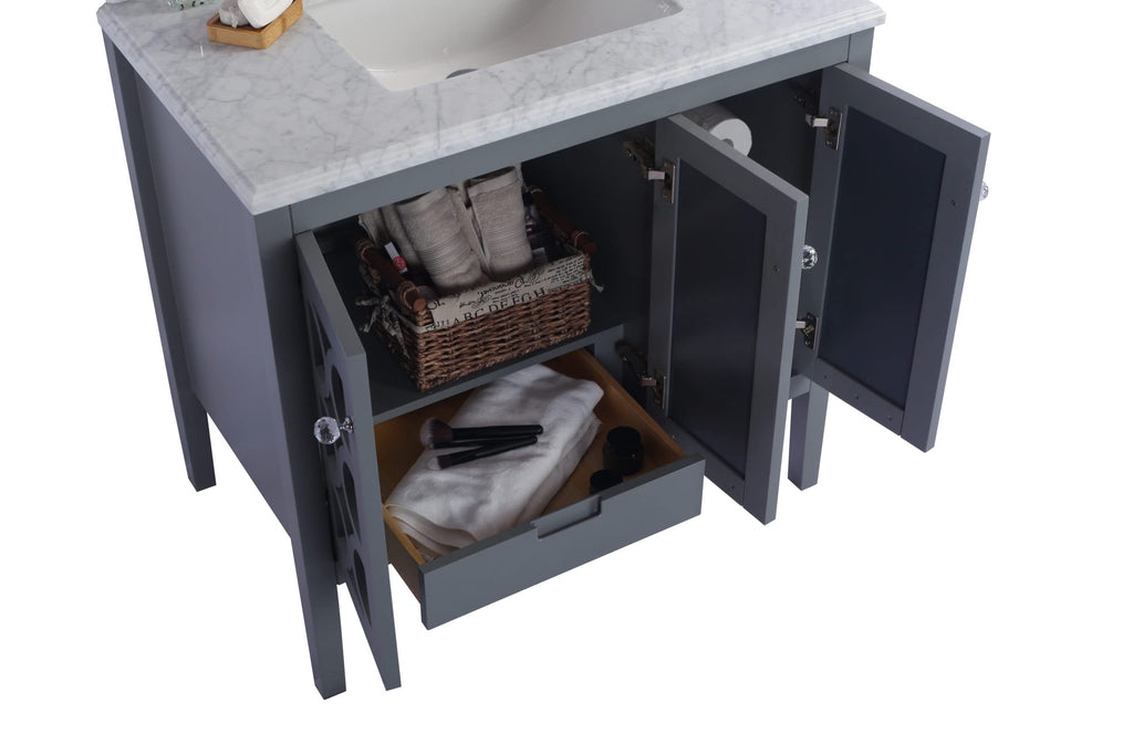 Laviva Mediterraneo - 36 - Grey Cabinet White Quartz Countertop