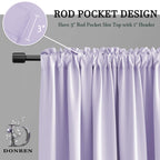Donren Patio Door Curtains 96 Inch Length, Light Purple Rod Pocket Top Thermal Insulated Blackout Panels Curtain Drapes For Sliding Glass Door (Lavender, 60' Wide, 2 Panels)