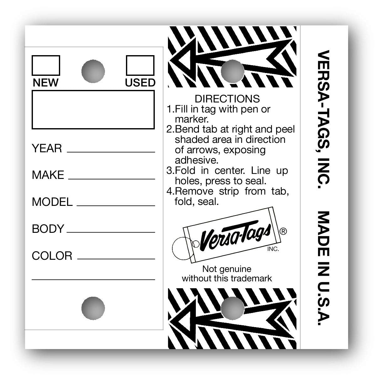 Versa-Tags Genuine Key Tags (Half-Pack) 125 Key Tags & Key Rings Per Box (White)