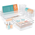 Homeness 8Pcs Transparent Drawer Organizer, Clear Plastic Dividers Trays, Versatile Bathroom And Vanity Organiser, Storage Bins 