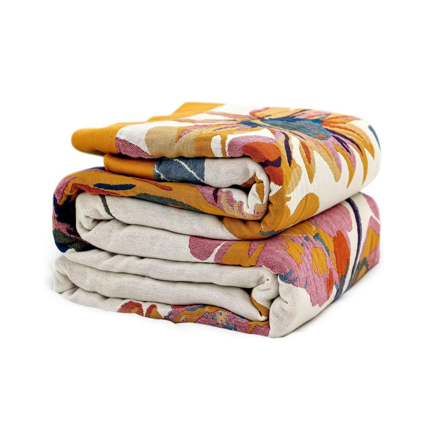 Wzvzss Boho Throw Blanket - 100% Cotton Soft Throw Blanket For Bed, 90'X90' Reversible Breathable Lightweight Spring Blankets,