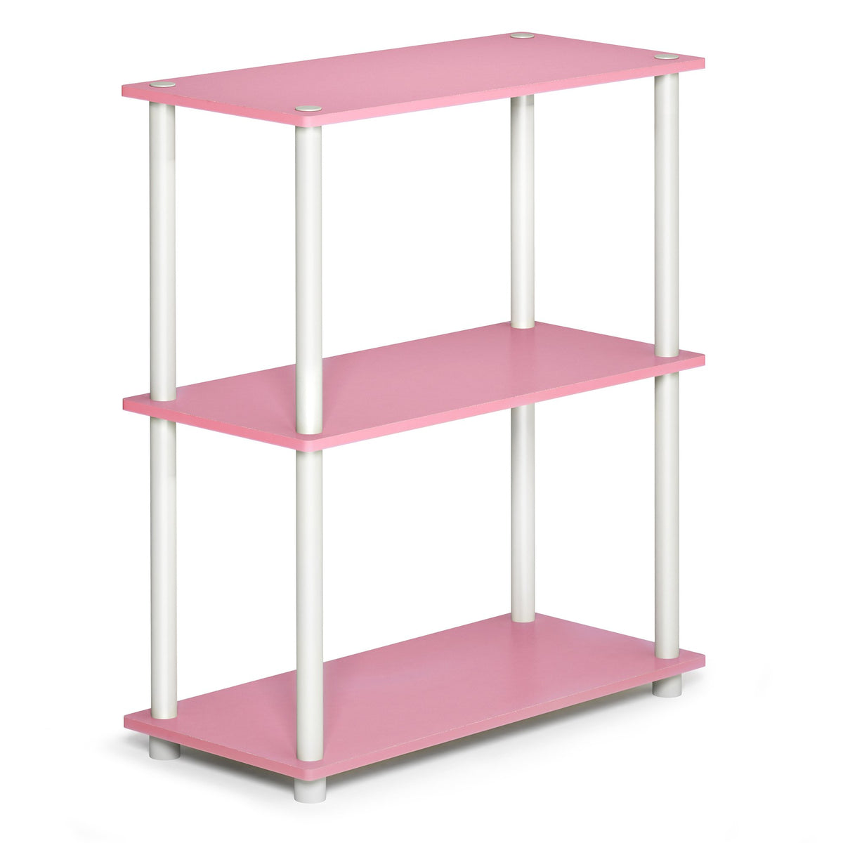 Furinno Turnntube 3Tier Compact Multipurpose Shelf Display Rack, Pink/White