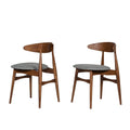 Benjara Grained Wooden Dining Chair with Padded Seat, Set of 2, Gray and Brown