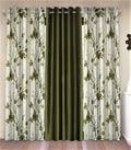 Fashion String 3 Piece 3D Tulips Eyelet Polyester Long Door Curtains  9 Feet, Green