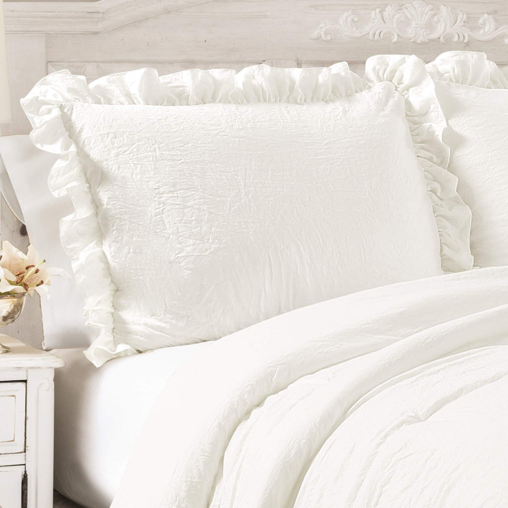 Lush Decor Reyna Ruffle Comforter Set - 3 Piece Cozy Ruffled Bedding Set - Timeless Elegance And Comfort For Bedroom - King, Whi