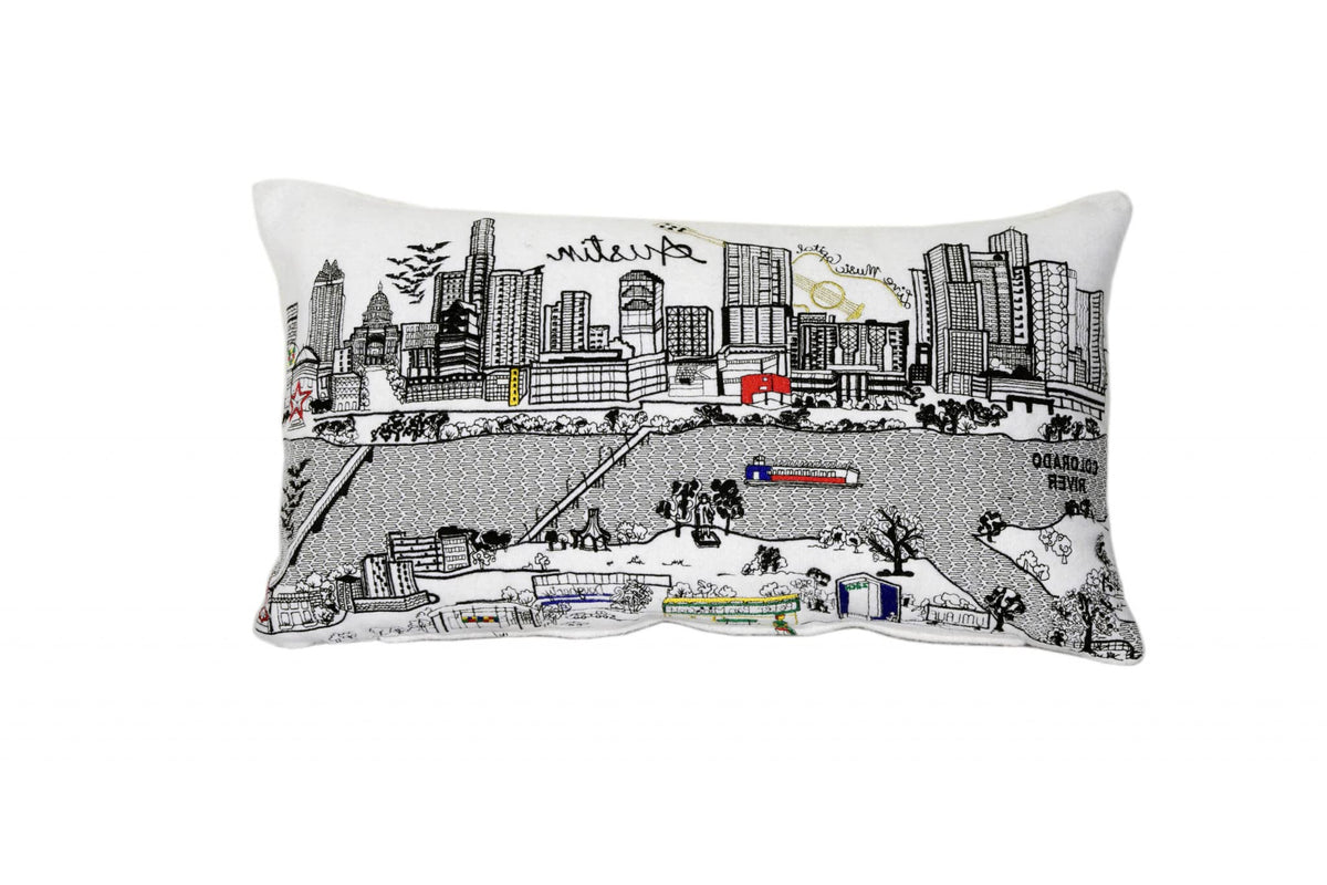 HomeRoots Cream 24' White Atlanta Daylight Skyline Lumbar Decorative Pillow
