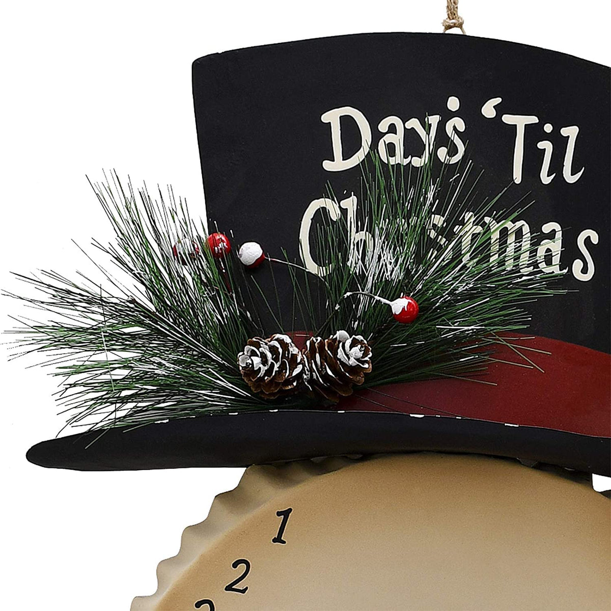 Morning View Metal Snowman Advent Calendar - 24 Days Countdown, Rustic 10x14 Inch, Red and White Wall Decor