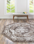 Unique Loom Sofia Collection Area Rug - Salle Garnier (6 1 Octagon, Light Brown/ Brown)