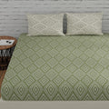 Huesland By Ahmedabad Cotton 144 Tc Cotton Elastic Bedsheets For King Size Bed With 2 Pillow Covers | 72X78 Inches | Sage Green 
