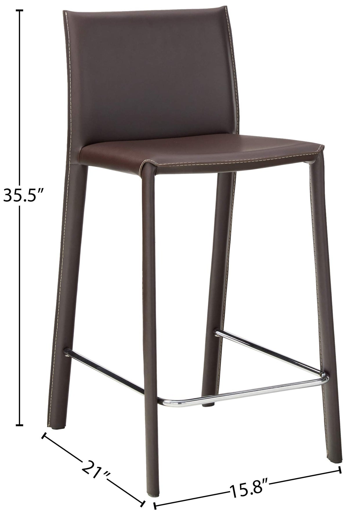 Baxton Studio Crawford Brown Leather Counter Height Stool