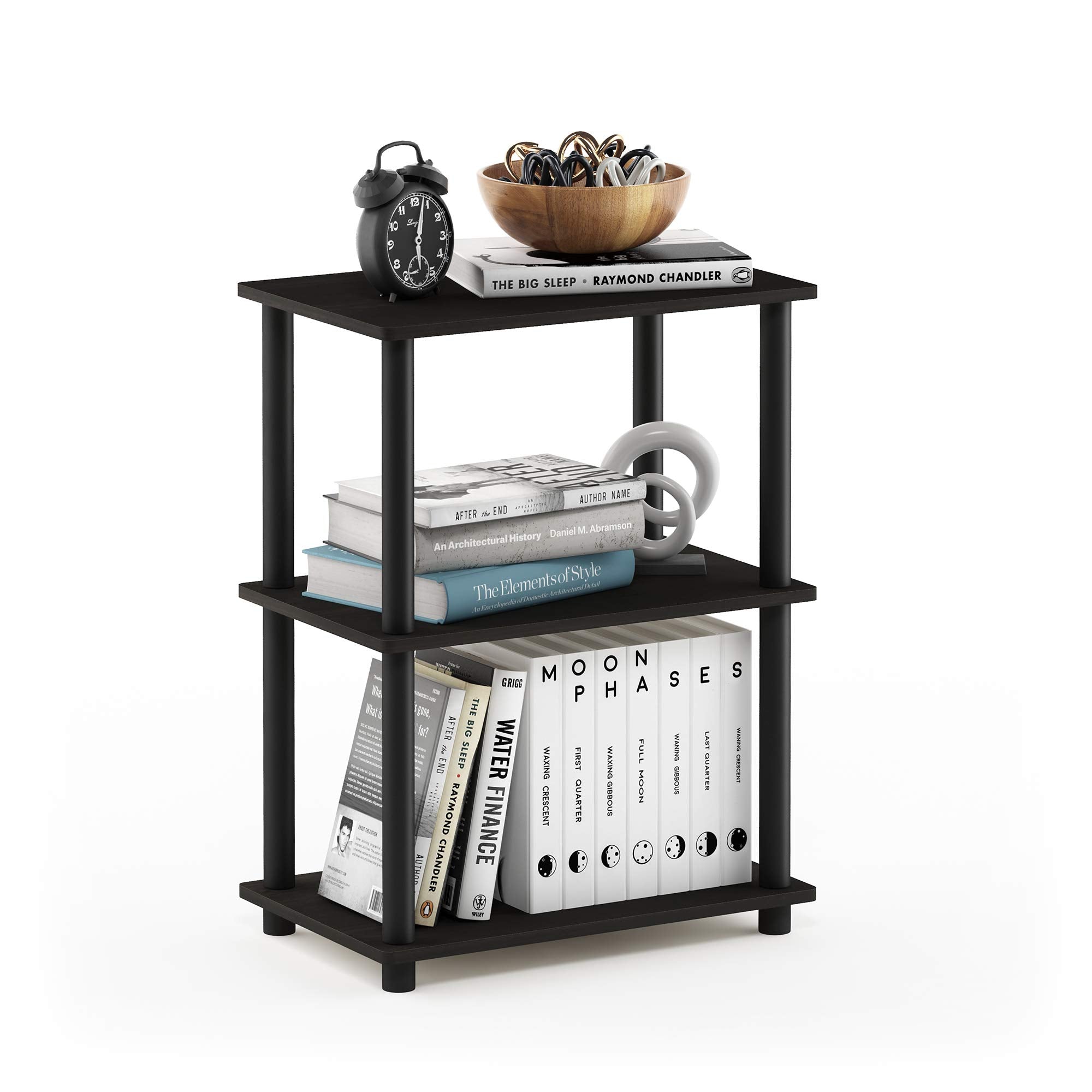 Furinno Turn-N-Tube No Tool 3-Tier Storage Shelf, Espresso/Black