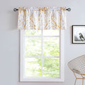 FMFUNCTEX Valance Curtains for Living-Room Window White Gold Metallic Tree Branch Blackout Window Valances 50 W x 18 Long 1 pc R