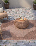 Unique Loom Outdoor Modern Collection Area Rug - Tambor (7 1 Square, Brown/ Ivory)