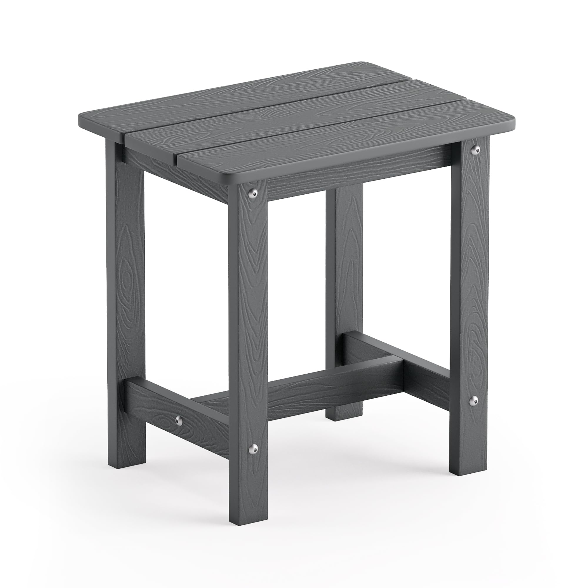 Lue Bona Outdoor Side Table, Hdps Small Outdoor Table, Adirondack Side Table, Outside End Table For Patio, Porch, Deck, Weather Resistant/Easy Maintenance/Indoor Or Outdoor Use, Dark Gray