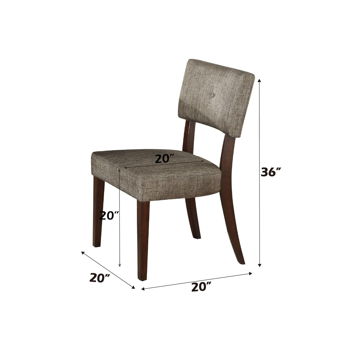 Acme Drake Side Chair (Set-2), Gray Fabric & Espresso Contemporary/Casual/Gray Fabric & Espresso/Qty 2
