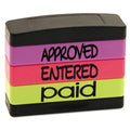 Stack Stamp 8802 Stack Stamp, Approved, Entered, Paid, 1 13/16 X 5/8, Assorted Fluorescent Ink