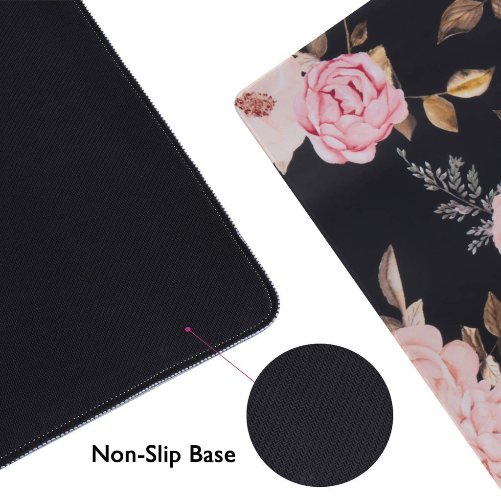 Icasso Extended Gaming Mouse Pad, Large Non-Slip Rubber Base Mousepad With Stitched Edges, Waterproof Keyboard Mouse Mat Desk Pa