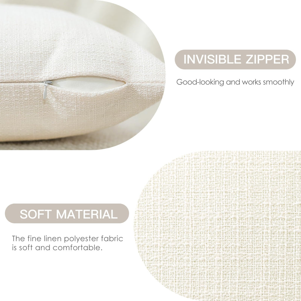 Otostar Pack Of 2 Throw Pillow Covers 16X24 Inch Linen Cream Pillowcases Farmhouse Decorative Solid Pillow Covers 40X60 Cm Lumba