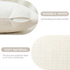 Otostar Pack Of 2 Throw Pillow Covers 16X24 Inch Linen Cream Pillowcases Farmhouse Decorative Solid Pillow Covers 40X60 Cm Lumba
