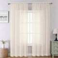 Chyhomenyc Cream Sheer Curtains 96 Inches Long - Light Filtering Solid Voile Window Panel Drapes for Bedroom, Elegant Soft Breat