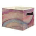 uinwk Abstract Pink and Gold Marble Storage Bins, Pastel Modern Abstract Collapsible Storage Box Laundry Basket with Handle for 